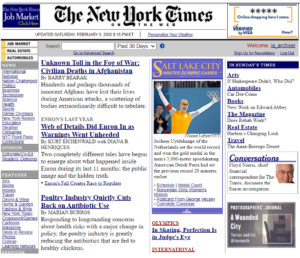 New York Times Old Home Page